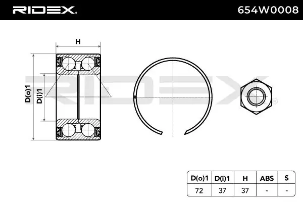 Comprar 654W0008 Ridex Cojinete de rueda delantero