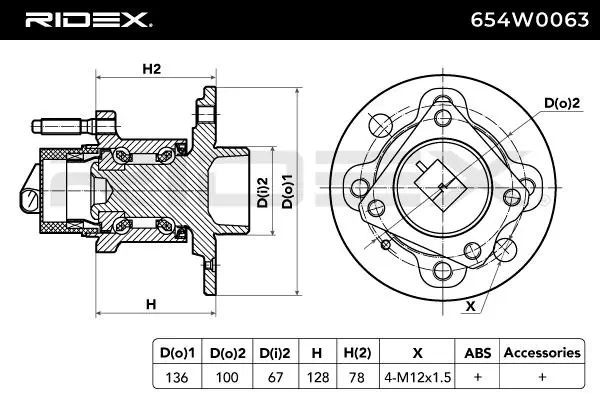 Comprar 654W0063 Ridex Cubo de rueda, Eje trasero
