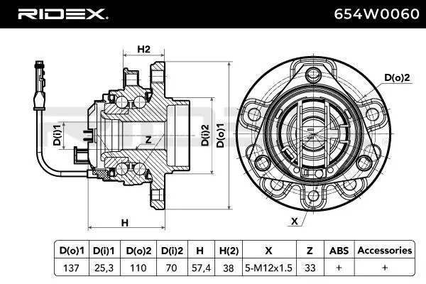 654W0060 Ridex Cubo delantero