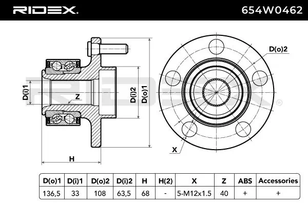 Buje de rueda delantero Ridex 654W0462 precio, desde 83,85 EUR
