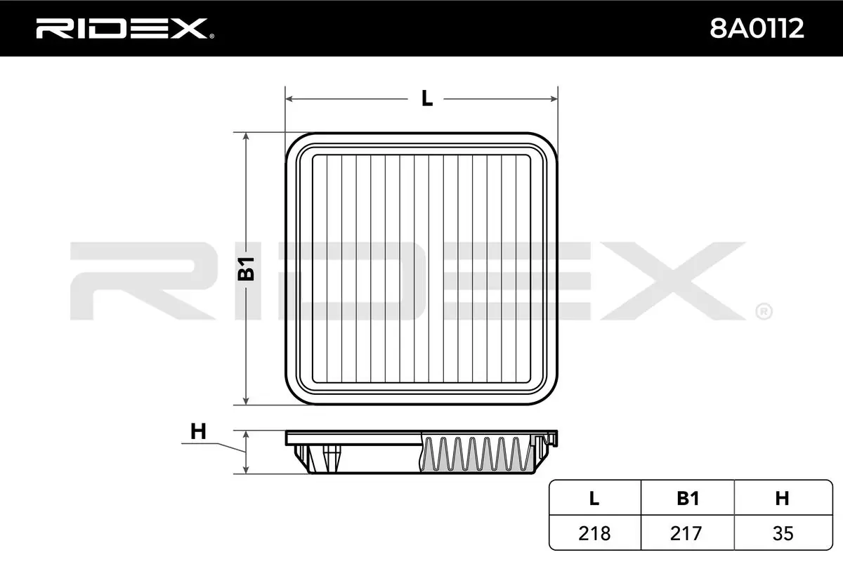 8A0112 Ridex Filtro de aire de motor