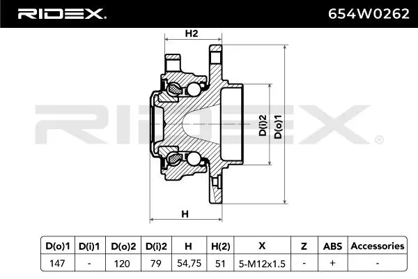 Buje de rueda delantero Ridex 654W0262 precio, desde 87,85 EUR