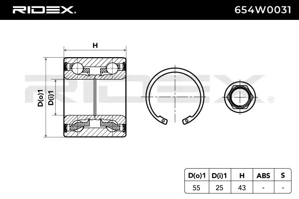 Cojinete de rueda 654W0031 Ridex