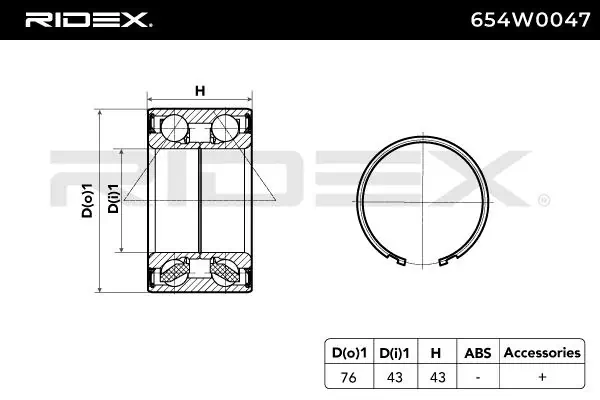 654W0047 Ridex Rodamientos de rueda delantero