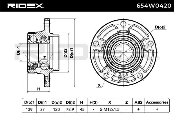 Comprar 654W0420 Ridex Bujes de ruedas
