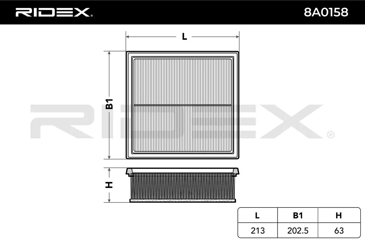 8A0158 Ridex Filtro de aire de motor