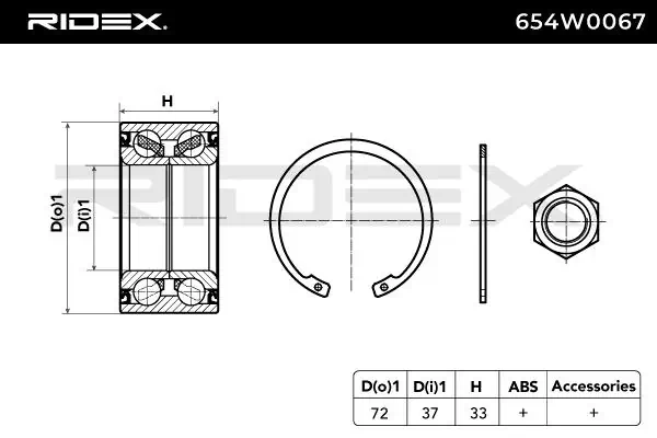 Comprar 654W0067 Ridex Cojinete de rueda delantero