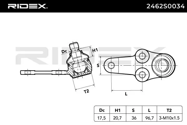 Rótula inferior de suspensión Ridex 2462S0034 precio, desde 35,90 EUR