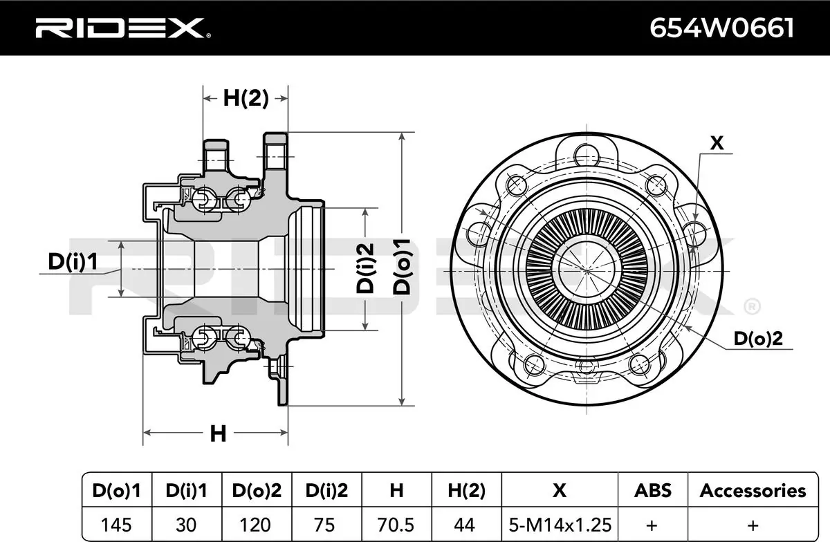 Comprar 654W0661 Ridex Bujes de ruedas