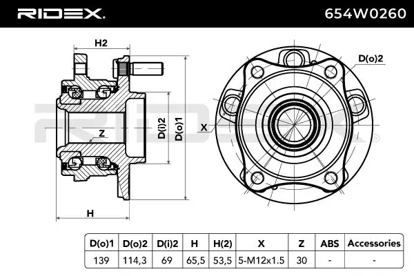 654W0260 Ridex Cubo delantero