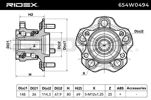 Comprar 654W0494 Ridex Cubo de rueda, Eje trasero