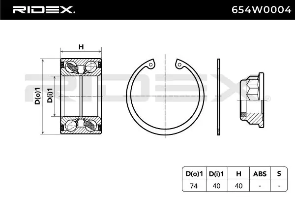 654W0004 Ridex Rodamientos de rueda delantero
