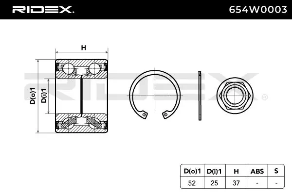 654W0003 Ridex Rodamiento de rueda trasera