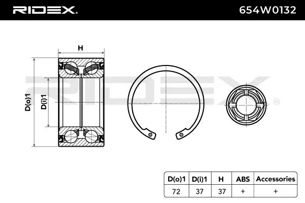 Cojinete de rueda delantero 654W0132 Ridex
