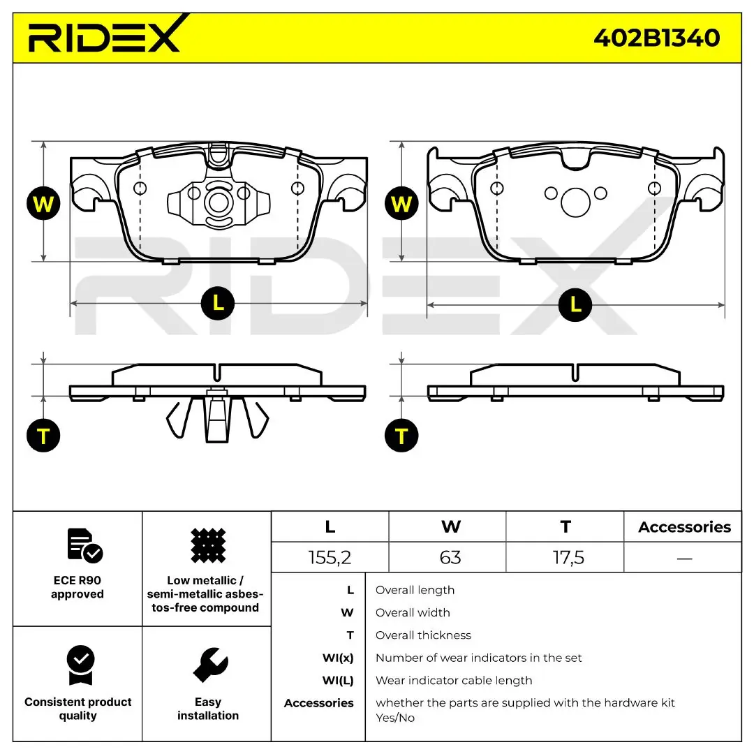 Comprar 402B1340 Ridex Pastillas delanteras de freno