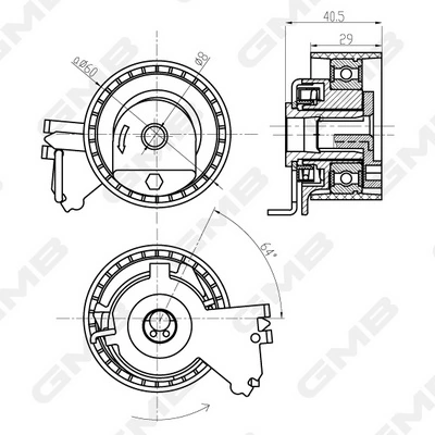 Rodillo tensor de la correa de distribución GTB0230 GMB