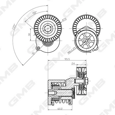 Tensor de la correa trapecial GMB GAT20250 precio, desde 27,88 EUR