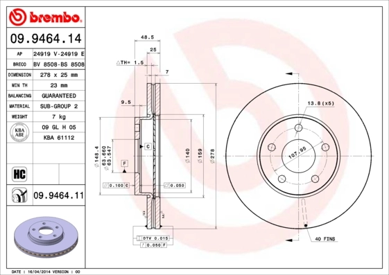 09946414 Brembo