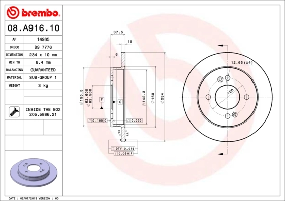 08A91610 Brembo