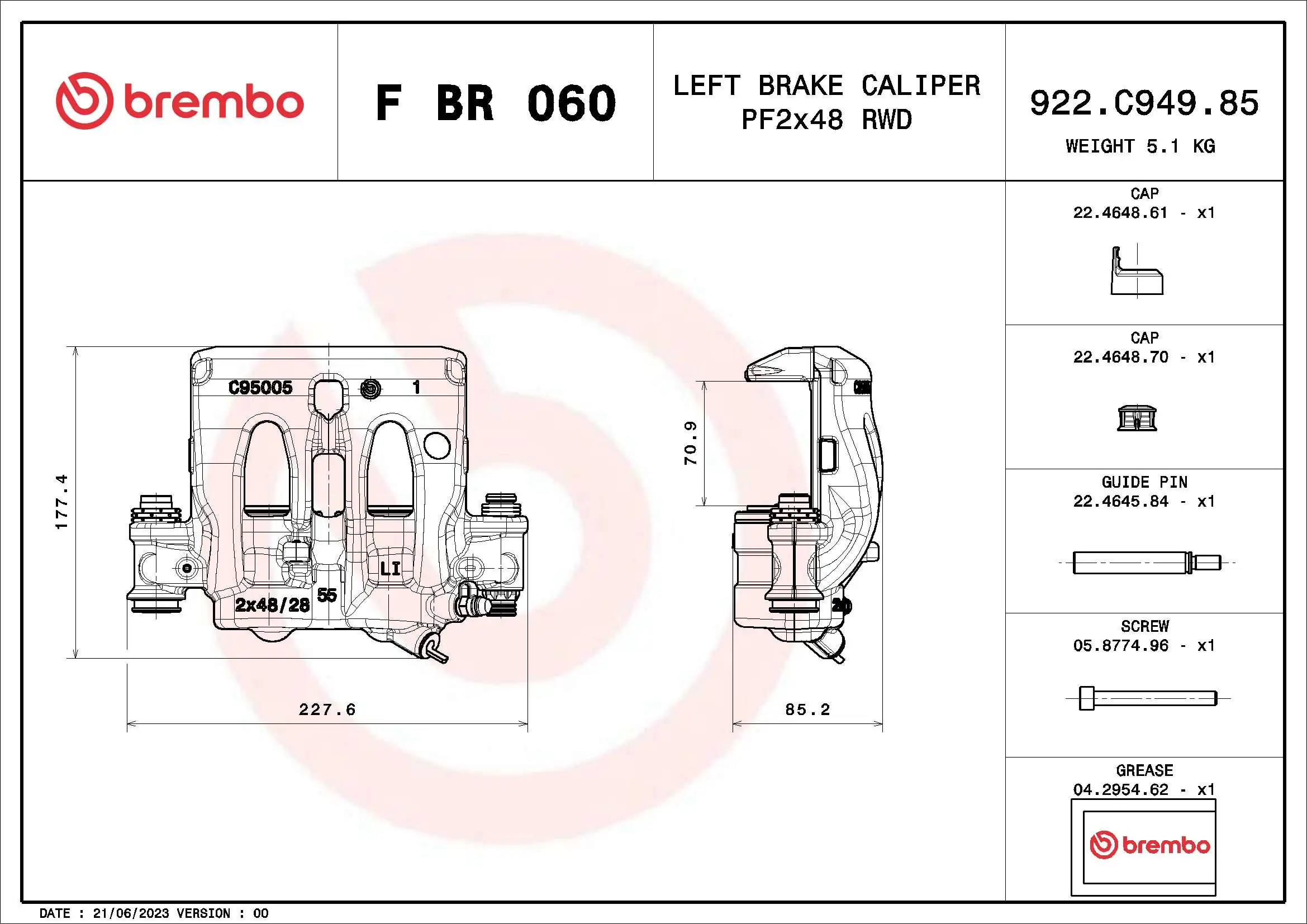 Pinza de freno delantera izquierda A9074212400 Mercedes