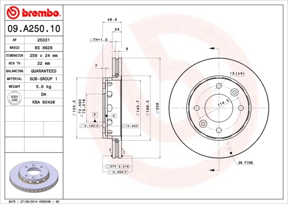 09A25010 Brembo