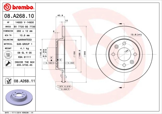 08A26810 Brembo