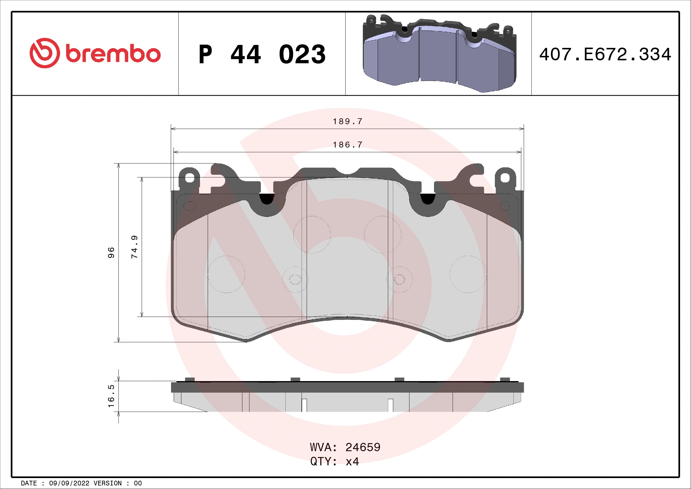 Pastillas de freno delanteras de disco BREMBO P44023