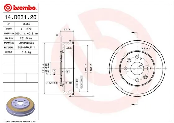 Tambor de freno trasero 2  hatchback (2007-2014) original desde 39,91 €