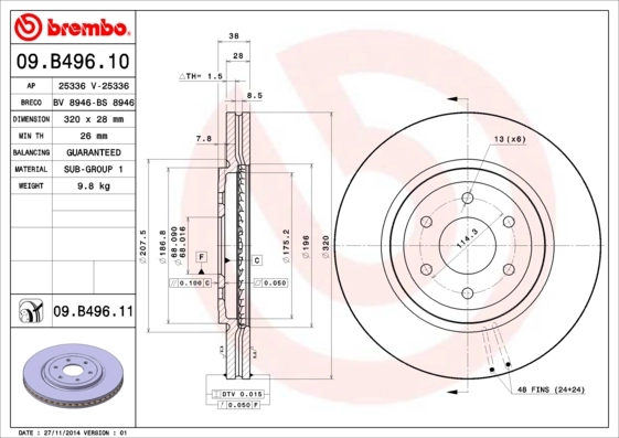 Disco de freno delantero para Nissan Navara  (D40)