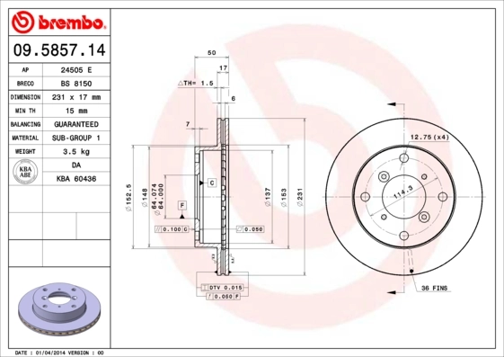 Freno de disco delantero Suzuki Swift 2 EA