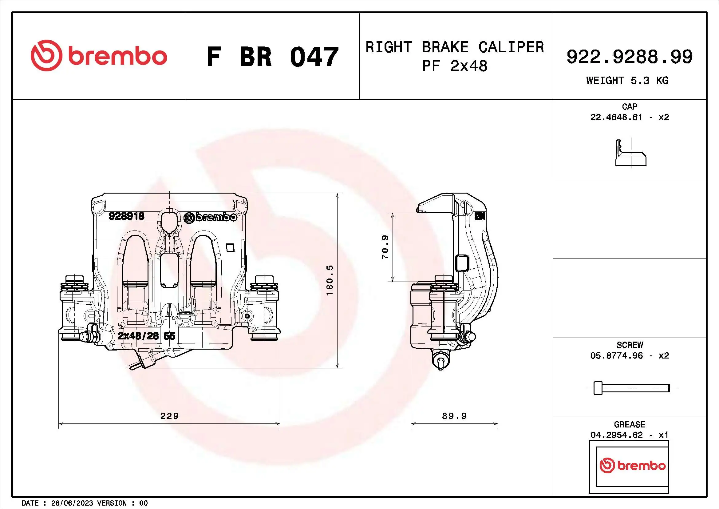 FBR047 Brembo Pinza de freno delantera derecha