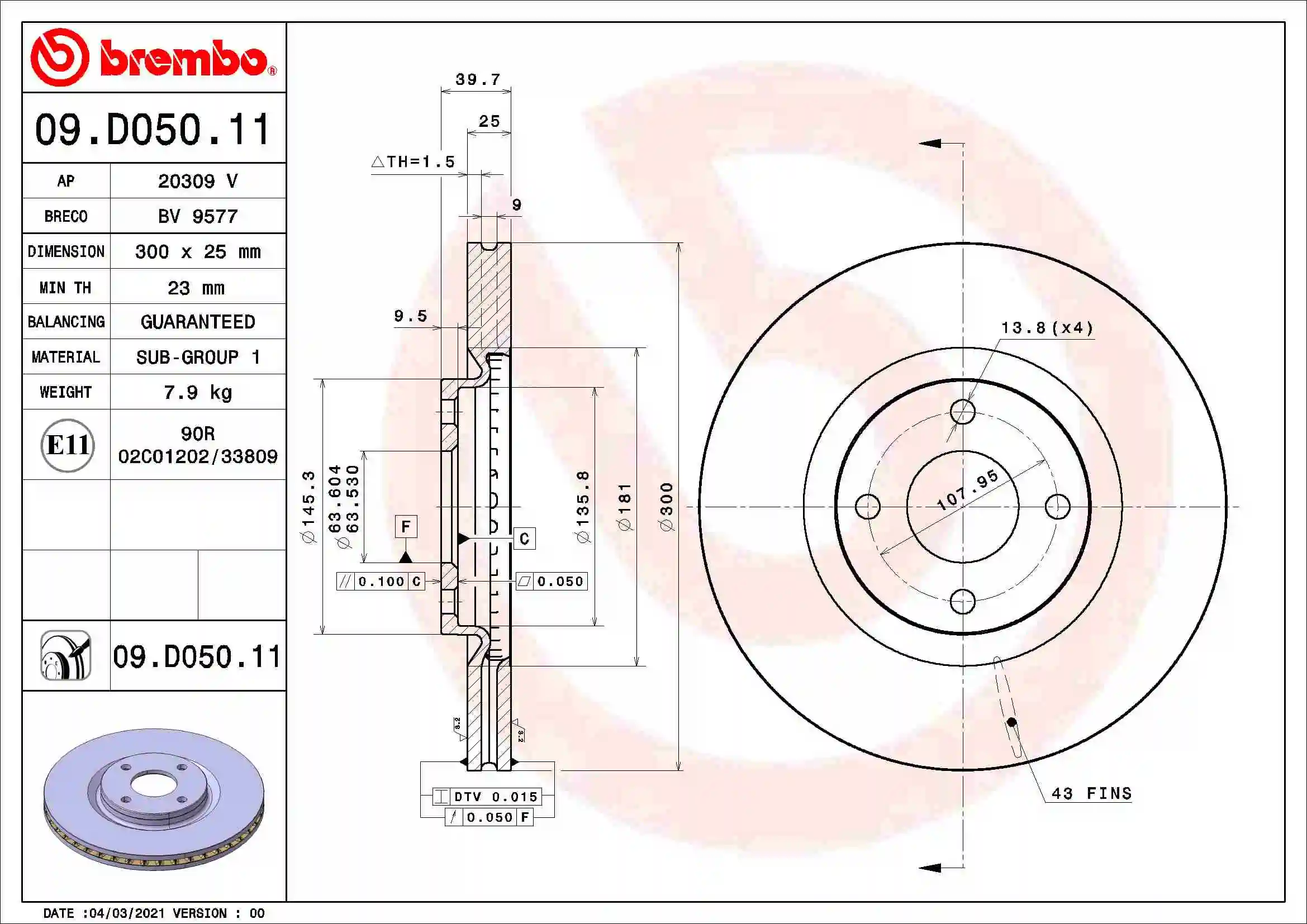 09D05011 Brembo
