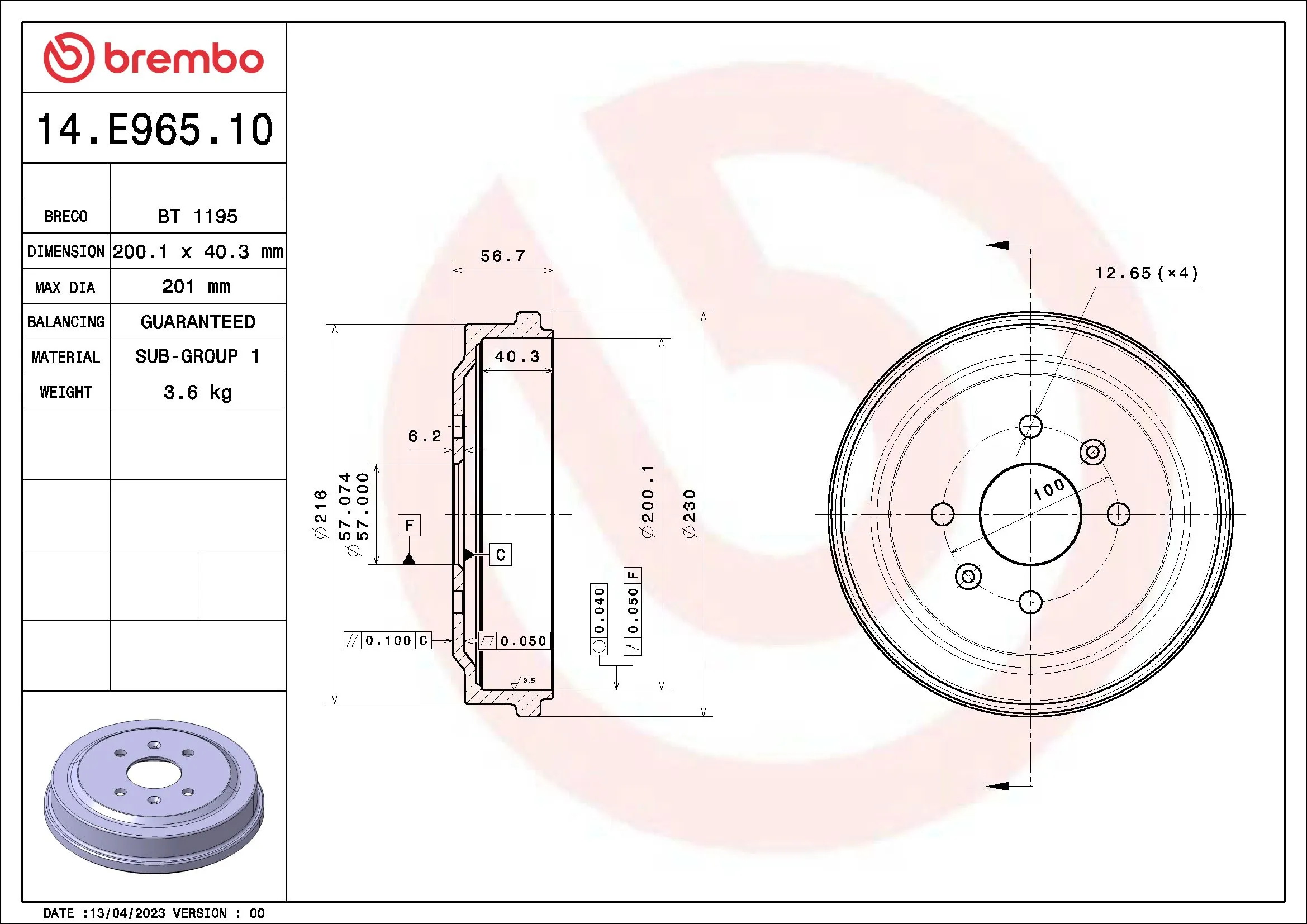 14E96510 Brembo