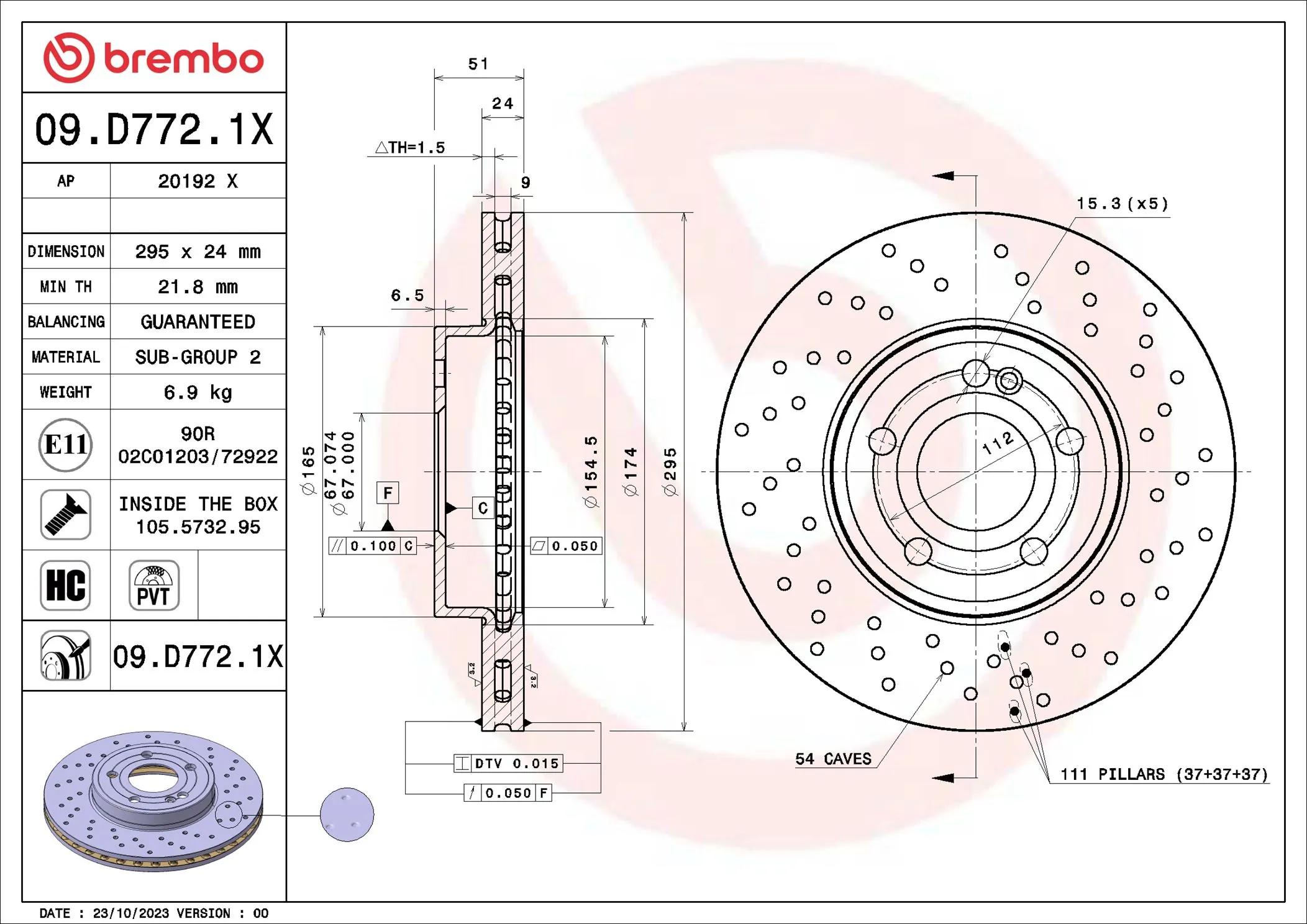 Disco de freno delantero para Mercedes A  (W177)