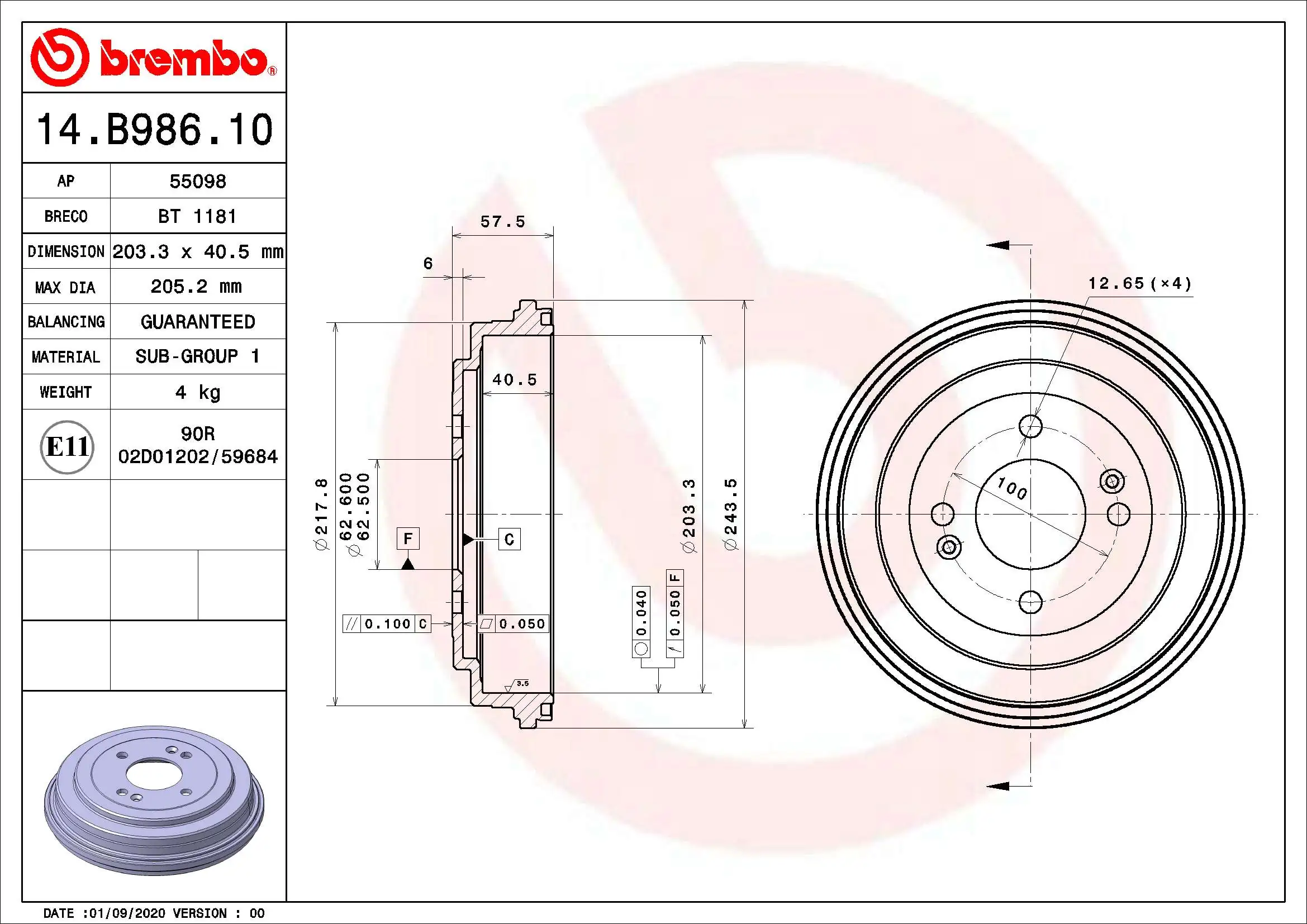 14B98610 Brembo