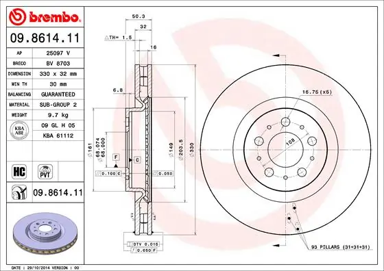 09861411 Brembo