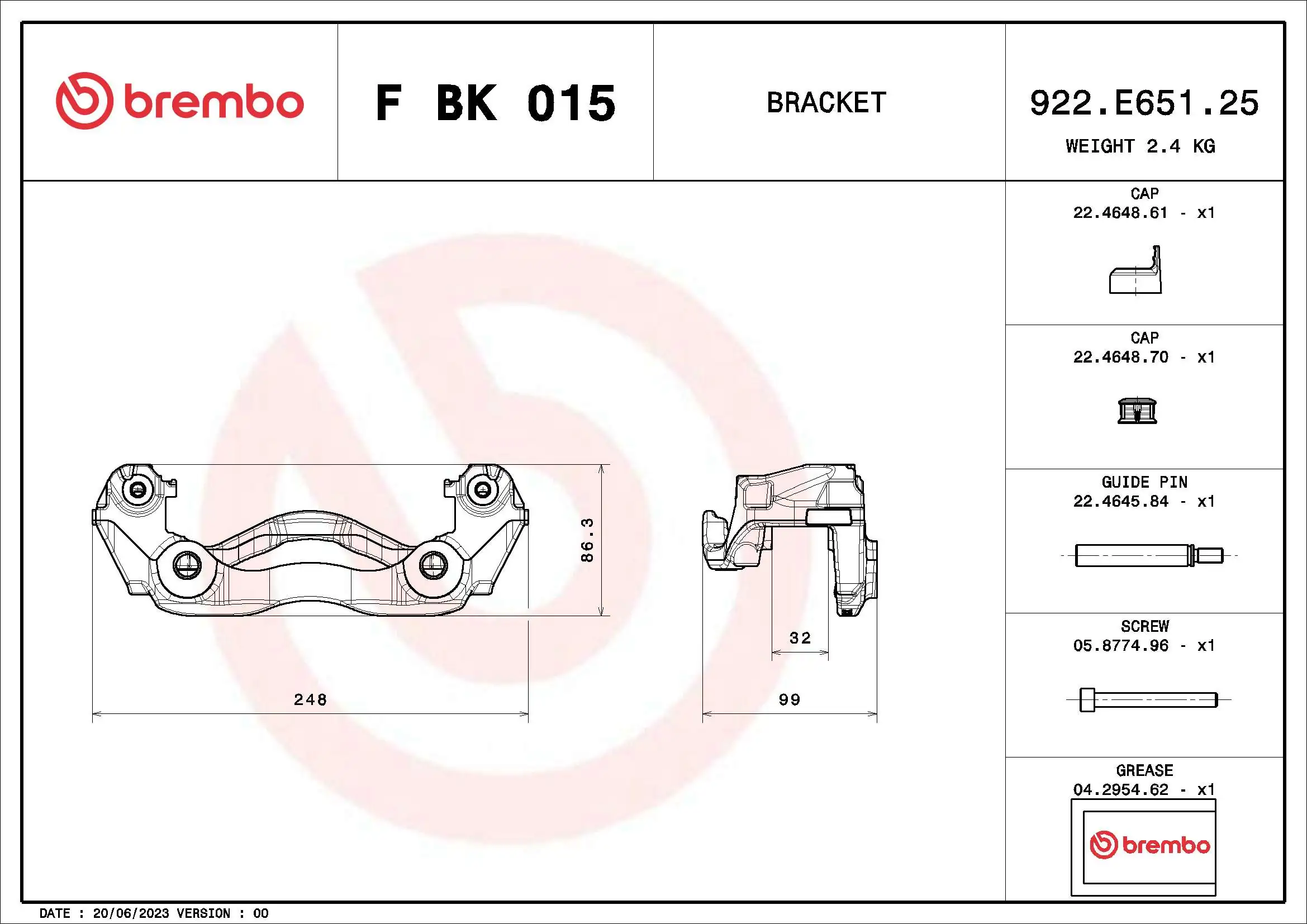 FBK015 Brembo Soporte, pinza de freno delantera