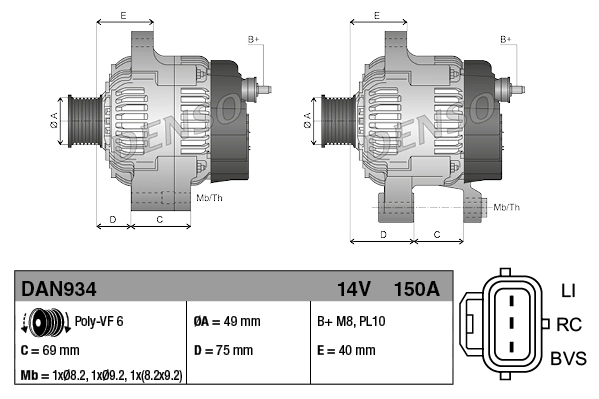Alternador del motor Denso DAN934 precio, desde 212,50 EUR