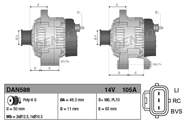 Alternador del motor Denso DAN588 precio, desde 120,52 EUR