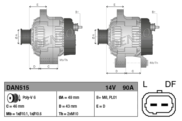 Alternador del motor Denso DAN515 precio, desde 61,71 EUR