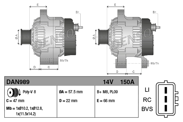 Alternador del motor Denso DAN989 precio, desde 196,29 EUR