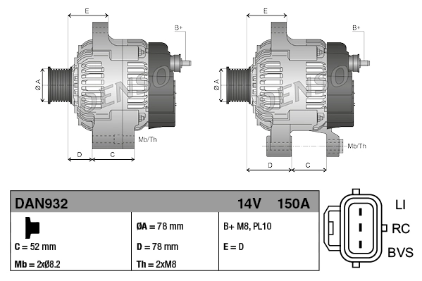 Alternador del motor Denso DAN932 precio, desde 221,98 EUR