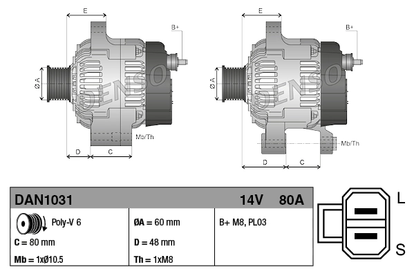 Alternador DAN1031 Denso