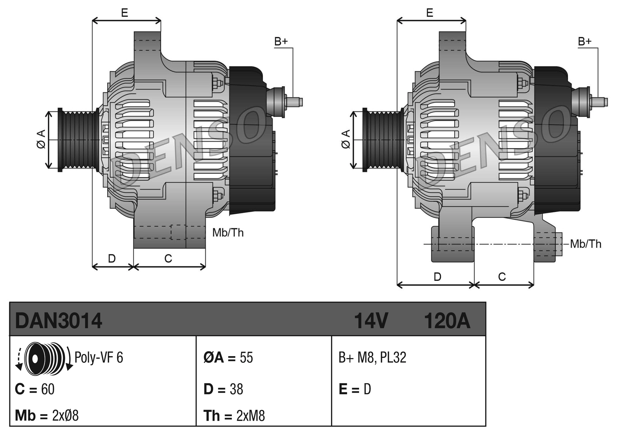 Alternador del motor Denso DAN3014 precio, desde 173,73 EUR