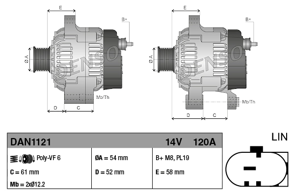 Alternador de coche para Jeep RENEGADE  BU, B1