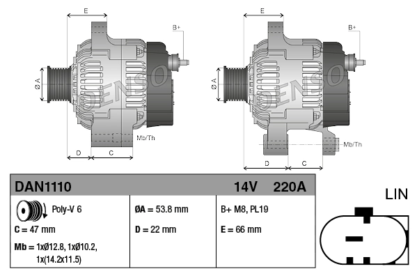 Alternador del motor Denso DAN1110 precio, desde 279,00 EUR