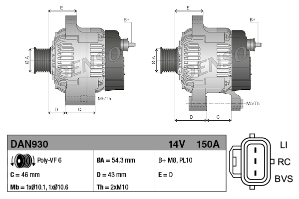 Alternador del motor Denso DAN930 precio, desde 111,80 EUR