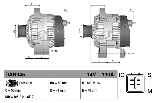 Alternador del motor Denso DAN945 precio, desde 258,79 EUR