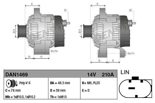 Alternador del motor Denso DAN1469 precio, desde 257,85 EUR