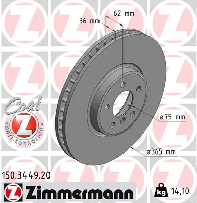 Disco de freno delantero para BMW X6  (E72)